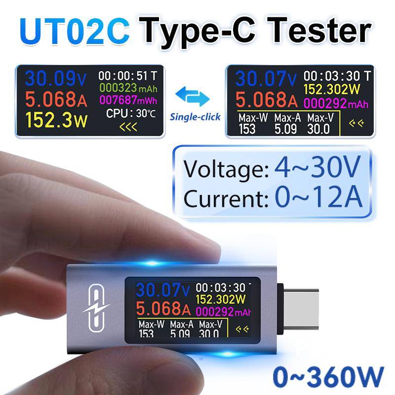 UT02C USB Color Screen Type-C  - Usb Ammeter Tester recensione e prezzo